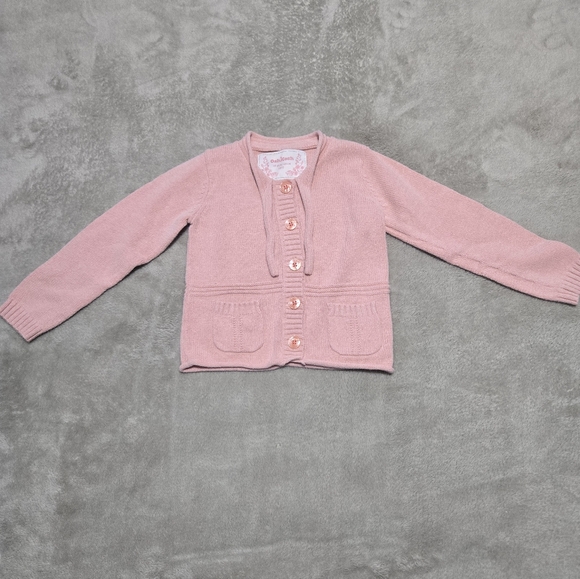 OshKosh B'gosh Peach Colored Knit Cardigan Sweater Girls Size 5 - Picture 5 of 7
